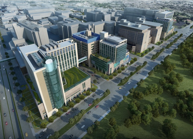 An artist's rendering of the new buildings on Barnes-Jewish Hospital's campus