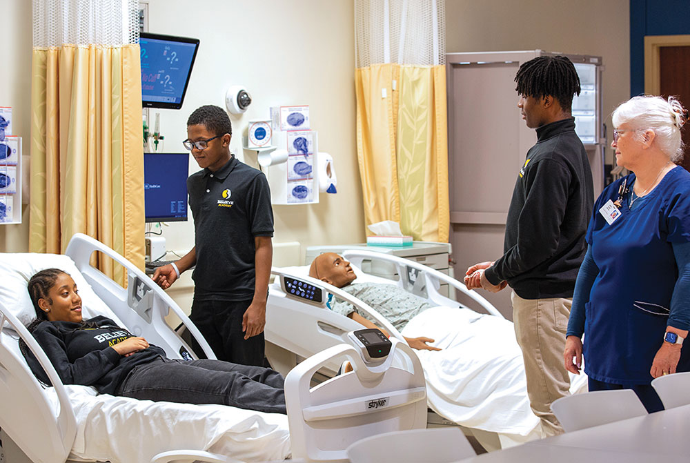 BELIEVE Academy student practice techniques in a simulation lab.