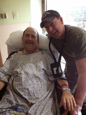 Jim Svoboda recovering post-surgery with friend and living kidney donor Allen Kreke
