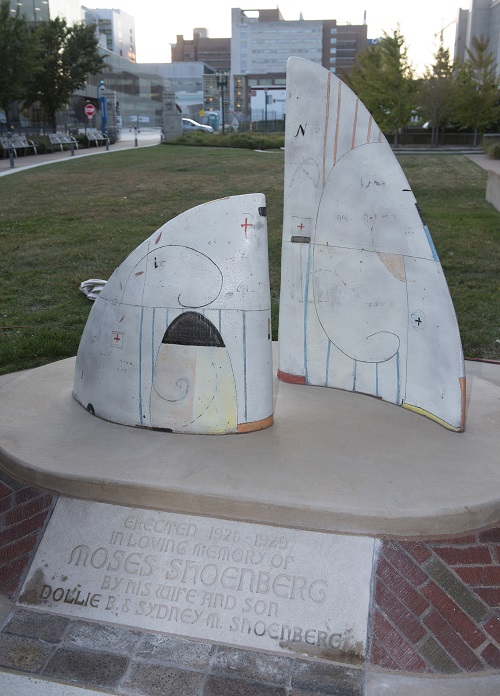 'Full Sail' sculpture, which features two large sails representing the past and future of nursing.