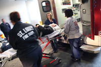 patient being rushed to the emergency department