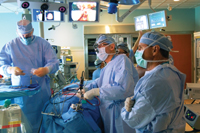 Surgeons perform endonasal surgery to remove a tumor