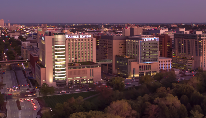 An outdoor view of Barnes-Jewish and St. Louis Children's Hospitals